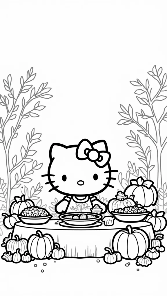 hello kitty thanksgiving coloring page